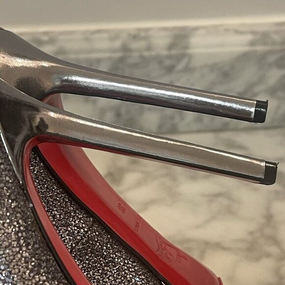 Christian Louboutin FILO 120 Lady Glitter Specchio Heels Silver/Gray Size 39 - Picture 11 of 16